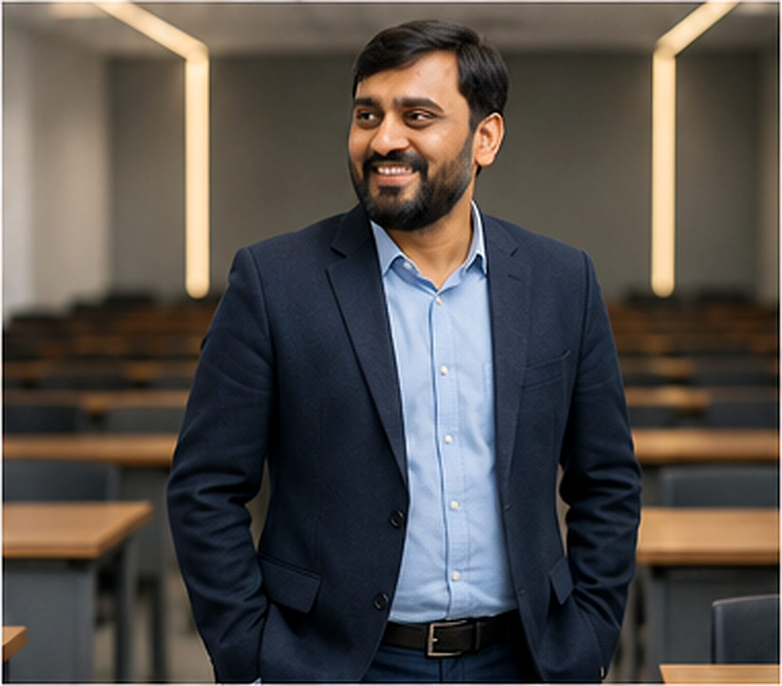 Empty-classroom portrait · 2024 · The Phenol Institute · Rajkot